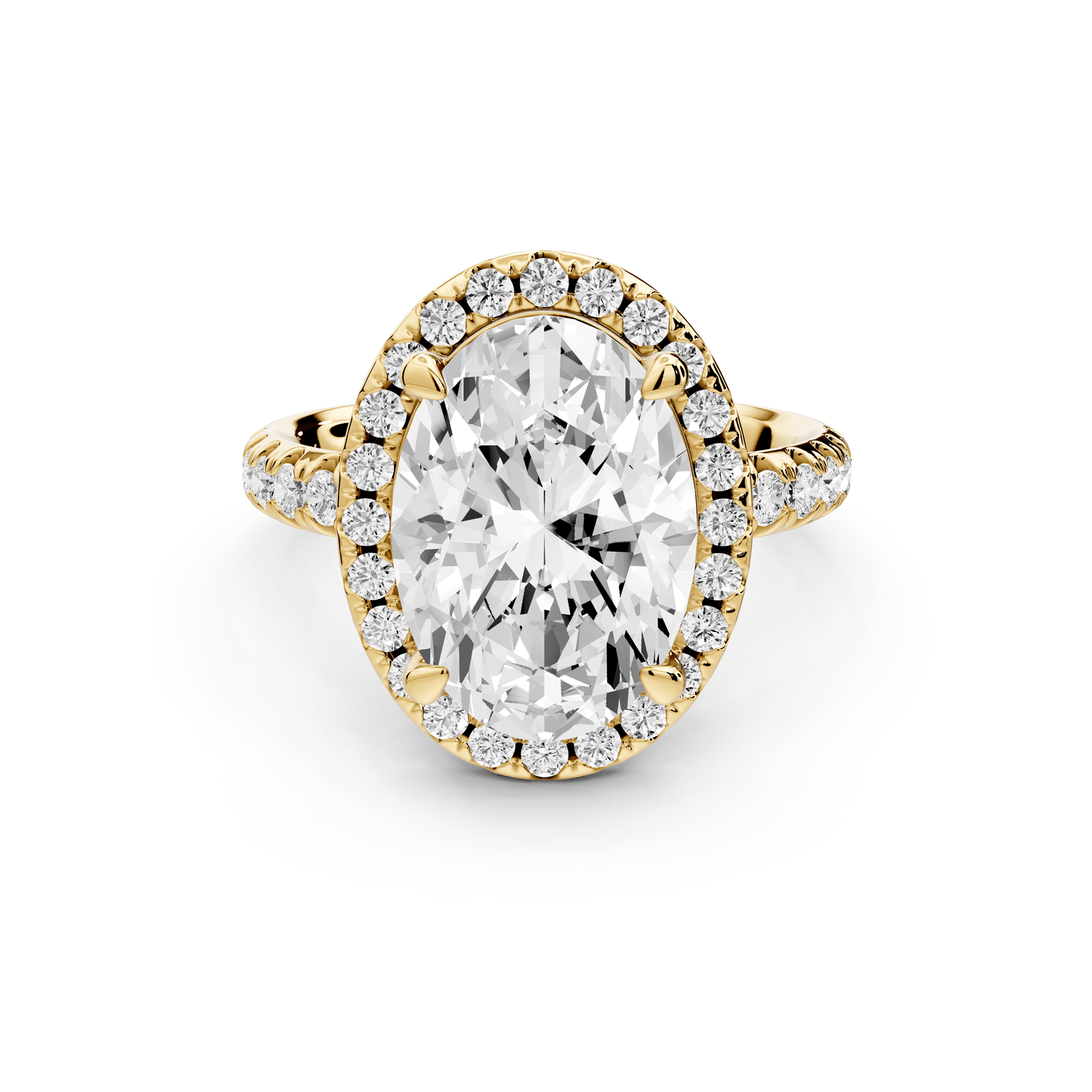 Eveline - 4ct 18k yellow gold oval Halo Half Band Pavé Engagement Ring - Mr. Alex Jewelry