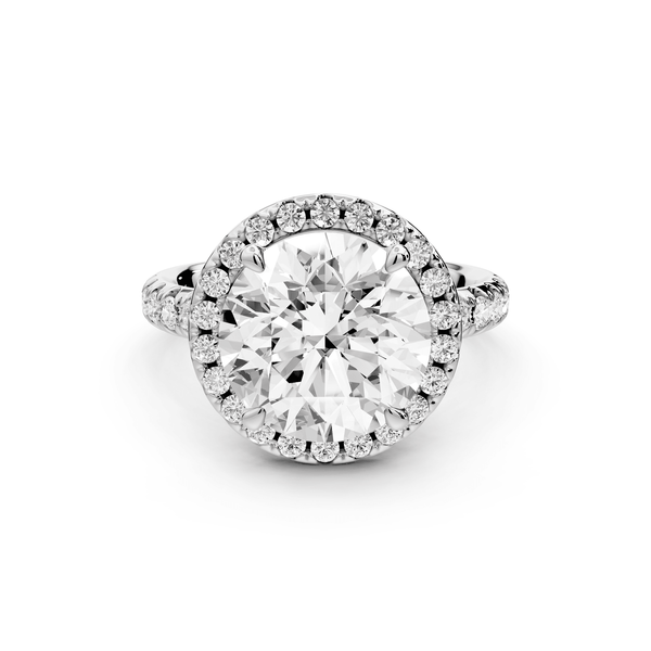 Eveline - 4ct platinum round Halo Half Band Pavé Engagement Ring - Mr. Alex Jewelry