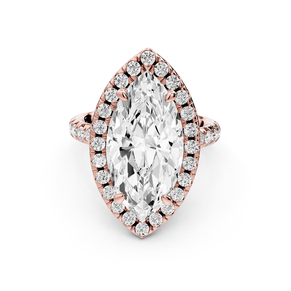 Eveline - 5ct 14k rose gold marquise Halo Half Band Pavé Engagement Ring - Mr. Alex Jewelry