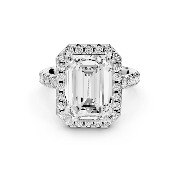 Eveline - 5ct 14k white gold radiant Halo Half Band Pavé Engagement Ring - Mr. Alex Jewelry