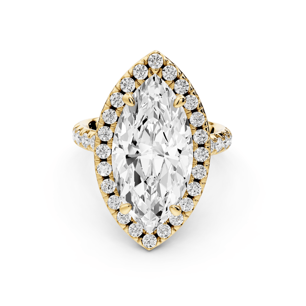 Eveline - 5ct 14k yellow gold marquise Halo Half Band Pavé Engagement Ring - Mr. Alex Jewelry