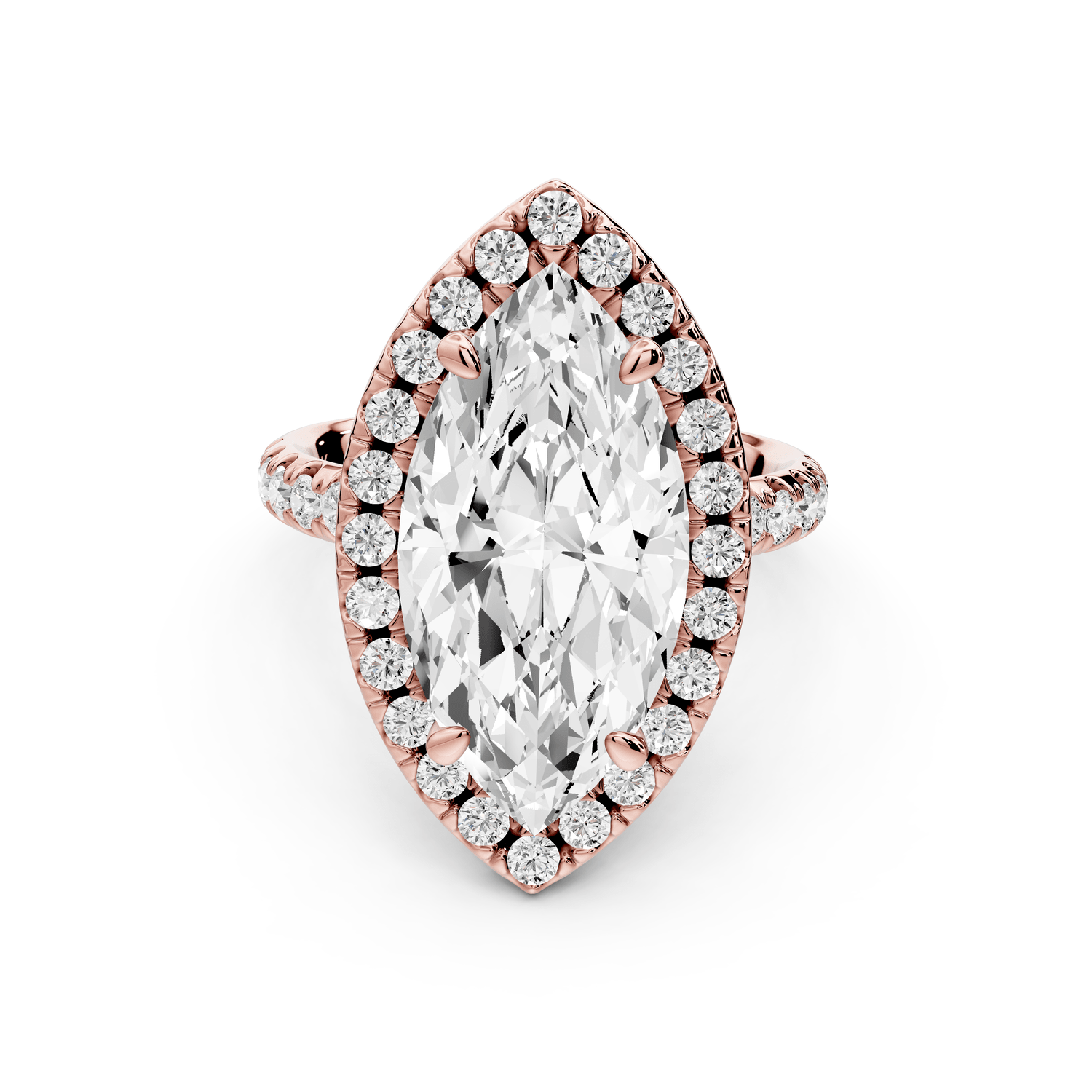 Eveline - 5ct 18k rose gold marquise Halo Half Band Pavé Engagement Ring - Mr. Alex Jewelry