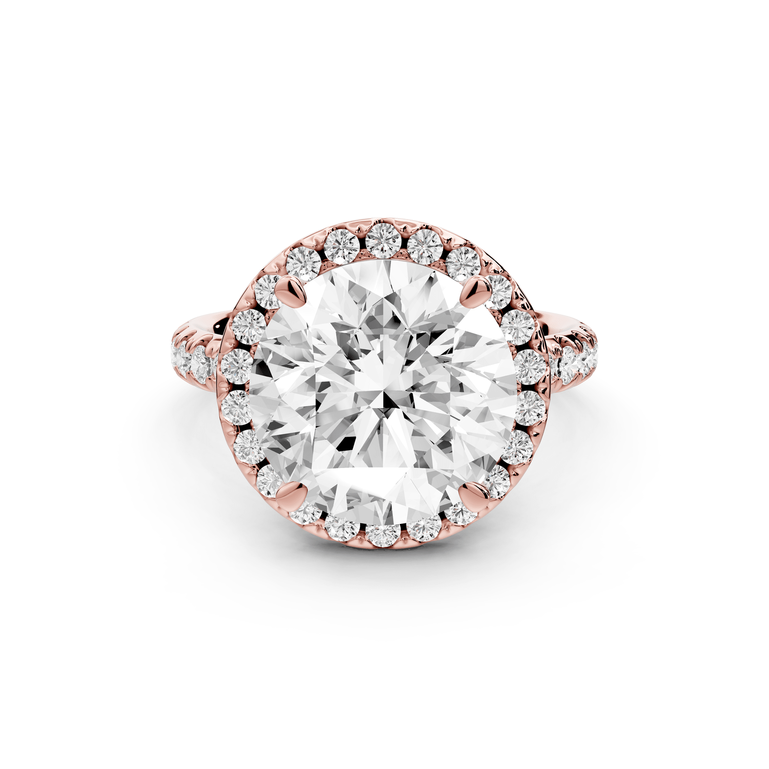 Eveline - 5ct 18k rose gold round Halo Half Band Pavé Engagement Ring - Mr. Alex Jewelry