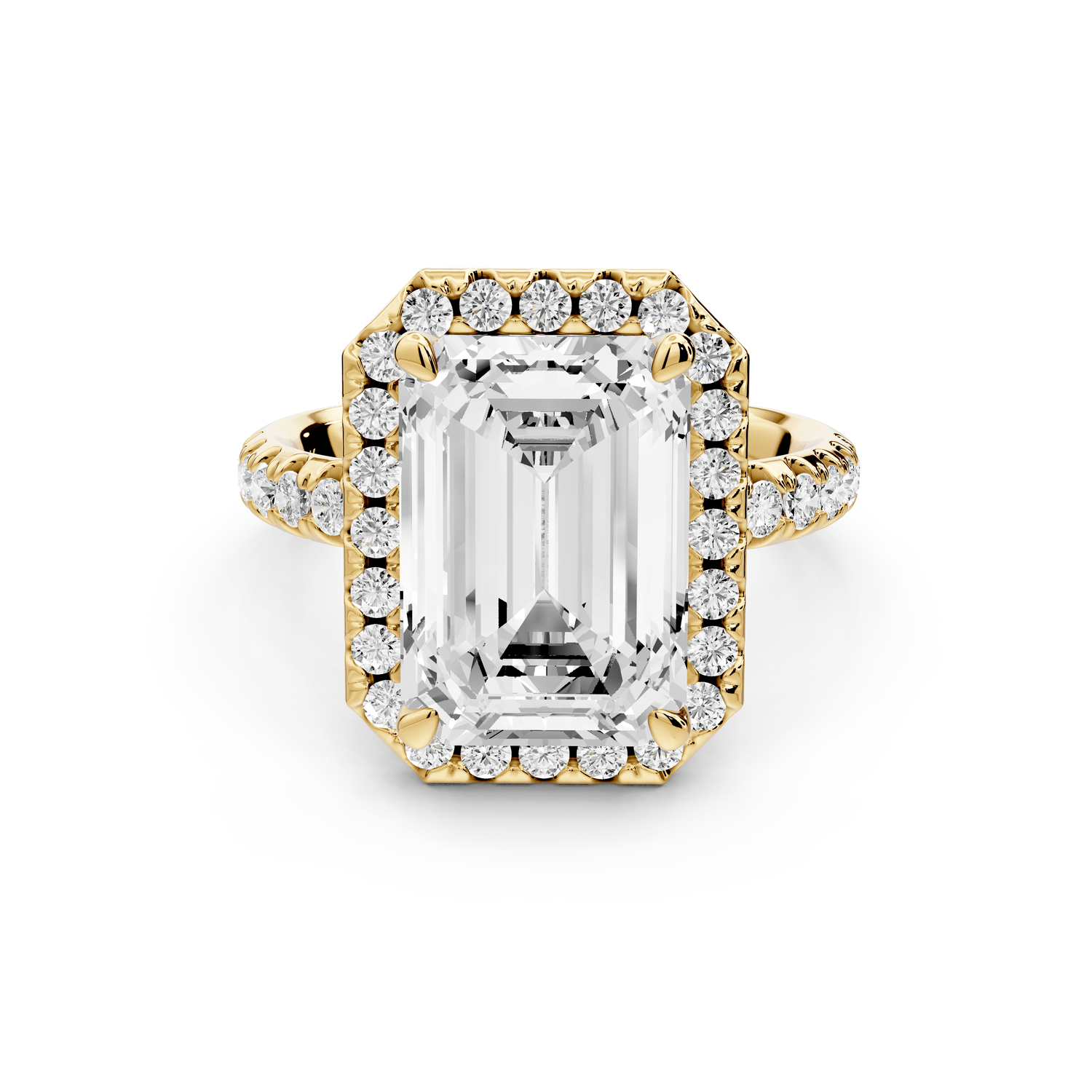 Eveline - 5ct 18k yellow gold radiant Halo Half Band Pavé Engagement Ring - Mr. Alex Jewelry