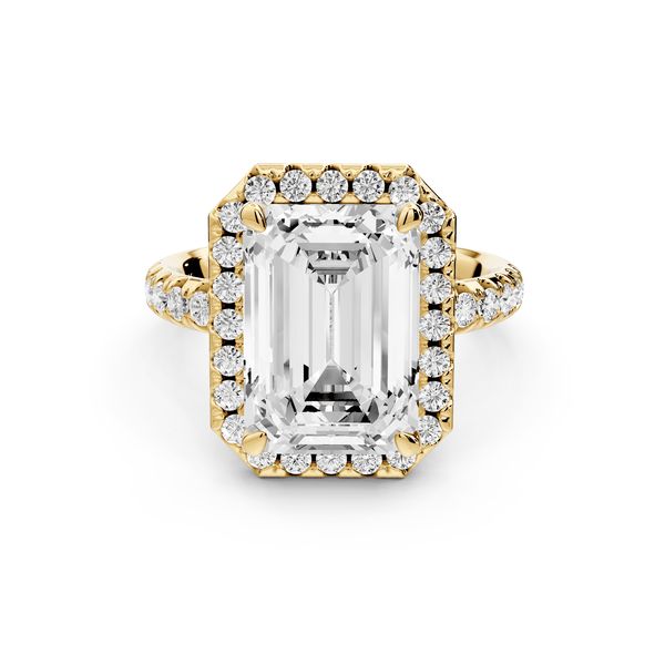 Eveline - 5ct 18k yellow gold radiant Halo Half Band Pavé Engagement Ring - Mr. Alex Jewelry