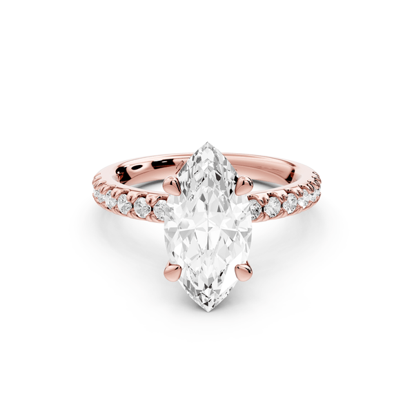 Flora - 2ct 14k rose gold marquise talong prong Wrap around halo Half Band Engagement Ring - Mr. Alex Jewelry