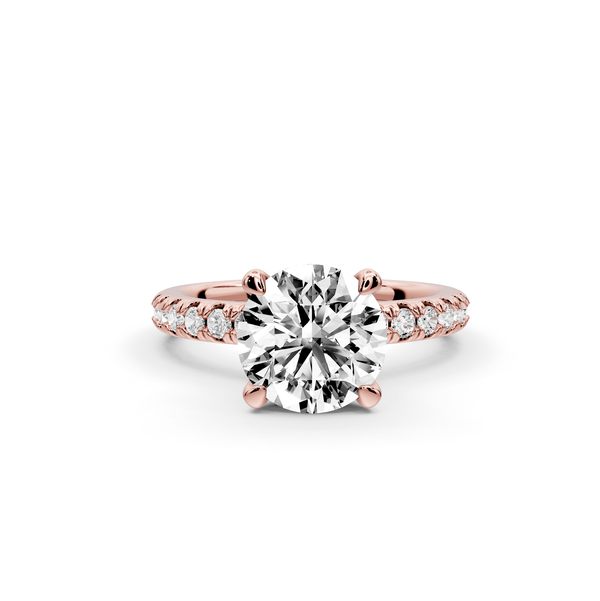 Flora - 2ct 14k rose gold round talong prong Wrap around halo Half Band Engagement Ring - Mr. Alex Jewelry