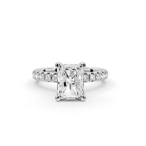 Flora - 2ct 14k white gold radiant talong prong Wrap around halo Half Band Engagement Ring - Mr. Alex Jewelry