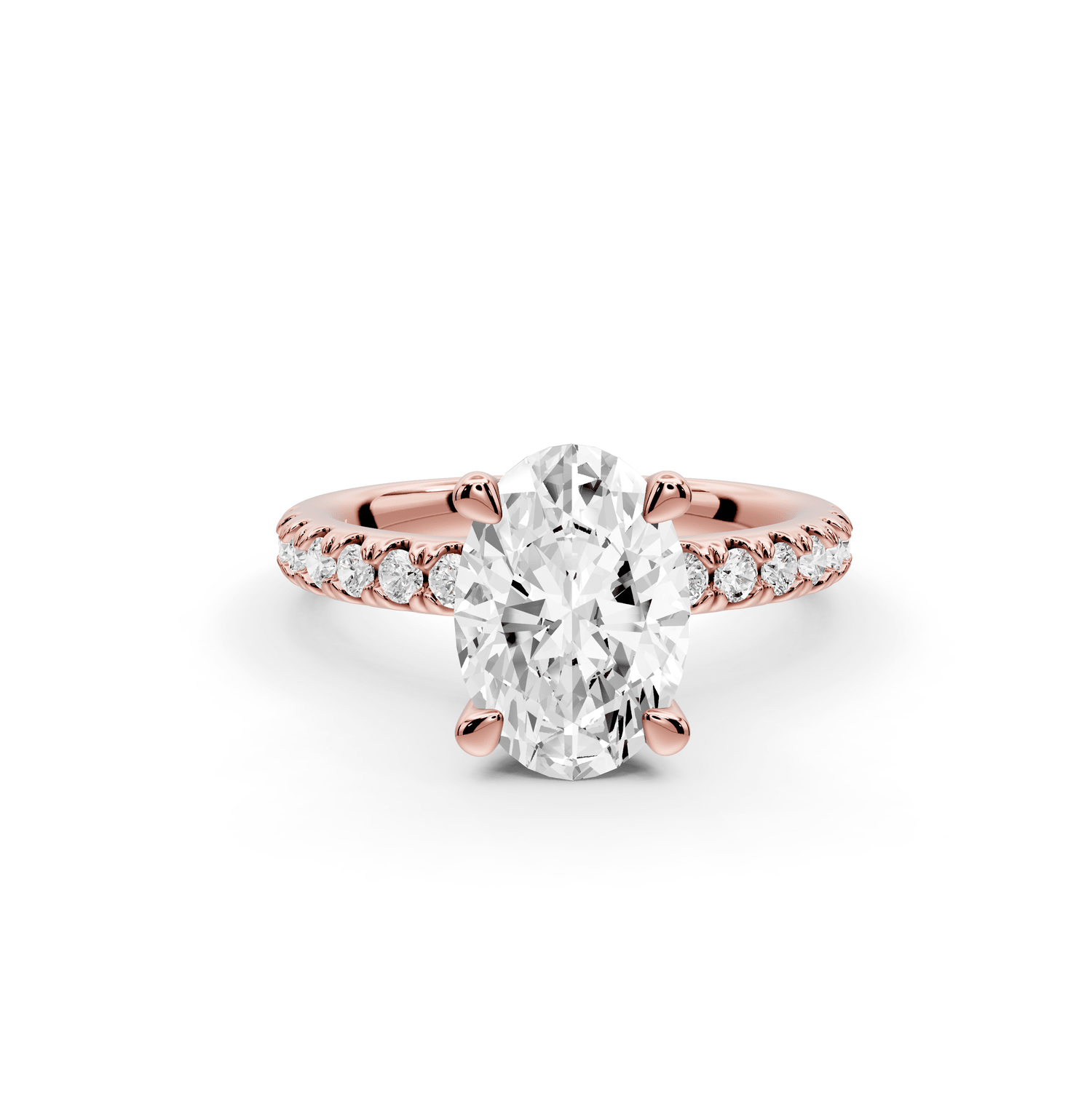 Flora - 2ct 18k rose gold oval talong prong Wrap around halo Half Band Engagement Ring - Mr. Alex Jewelry