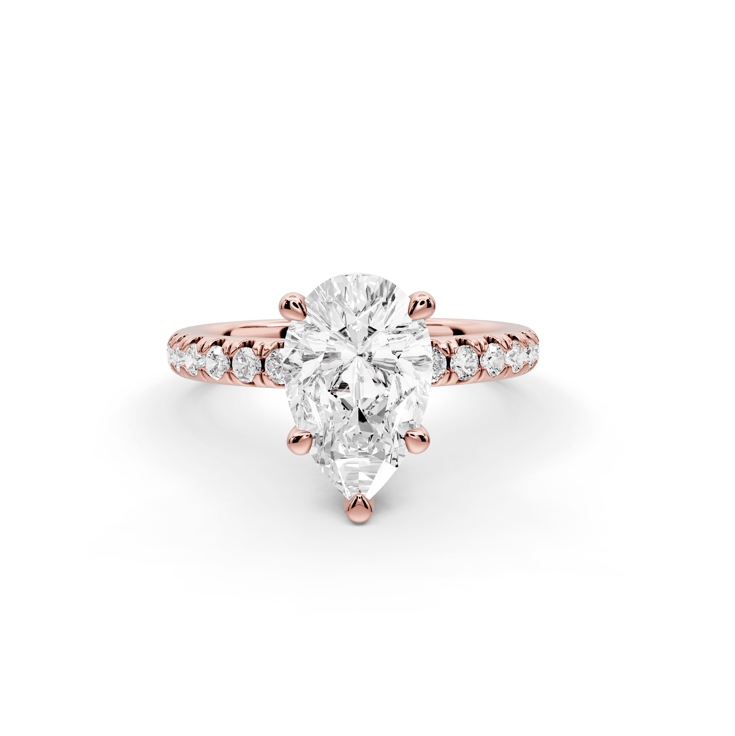 Flora - 2ct 18k rose gold pear talong prong Wrap around halo Half Band Engagement Ring - Mr. Alex Jewelry