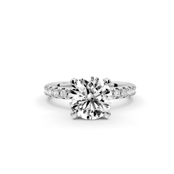 Flora - 2ct 18k white gold round talong prong Wrap around halo Half Band Engagement Ring - Mr. Alex Jewelry