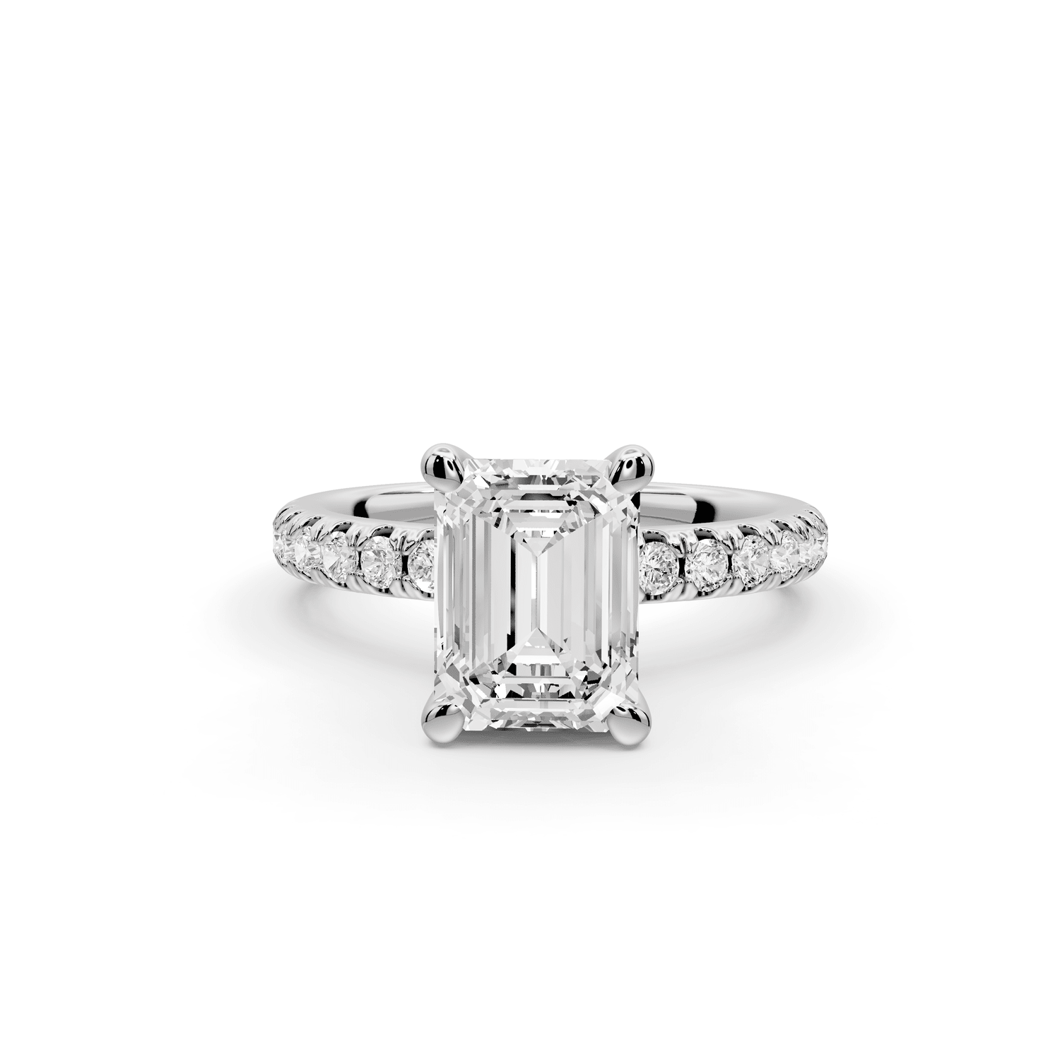 Flora - 2ct platinum emerald talong prong Wrap around halo Half Band Engagement Ring - Mr. Alex Jewelry