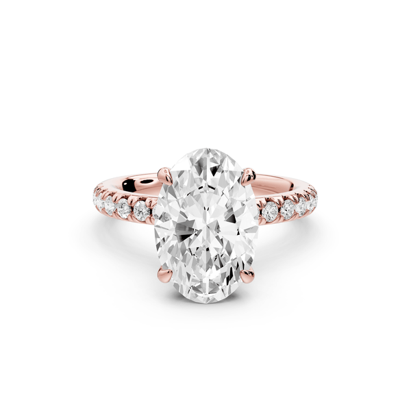 Flora - 3ct 18k rose gold oval talong prong Wrap around halo Half Band Engagement Ring - Mr. Alex Jewelry