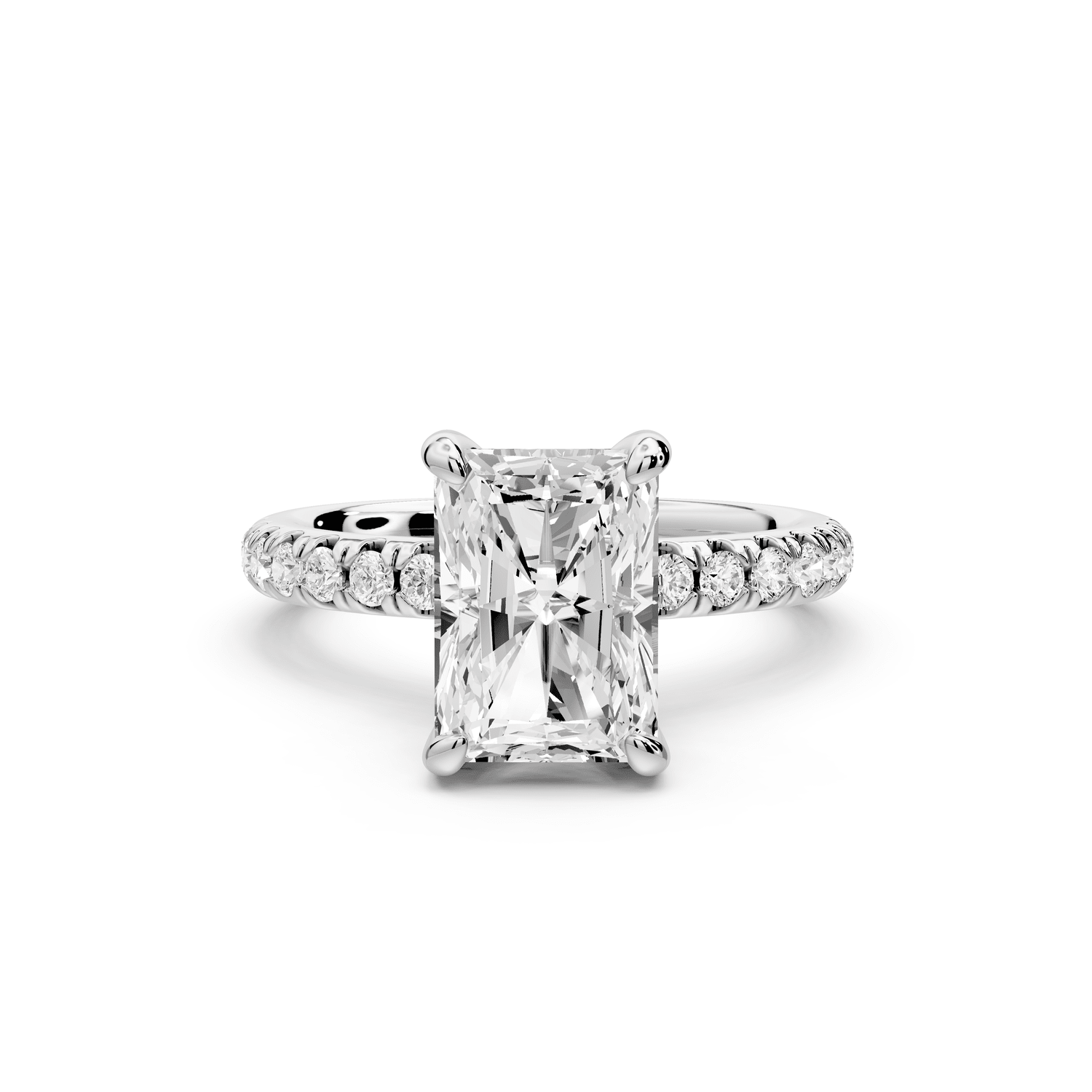 Flora - 3ct platinum radiant talong prong Wrap around halo Half Band Engagement Ring - Mr. Alex Jewelry