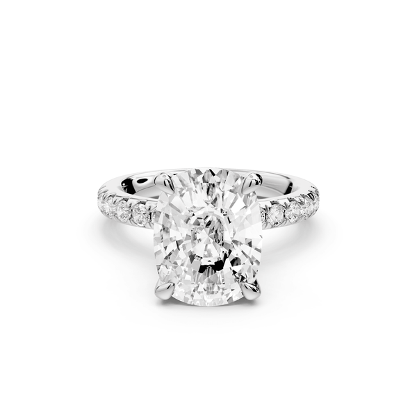 Flora - 4ct 14k white gold ecushion talong prong Wrap around halo Half Band Engagement Ring - Mr. Alex Jewelry