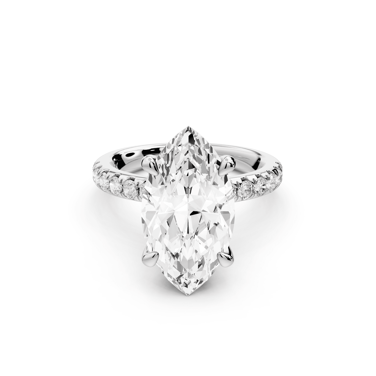 Flora - 4ct 14k white gold marquise talong prong Wrap around halo Half Band Engagement Ring - Mr. Alex Jewelry