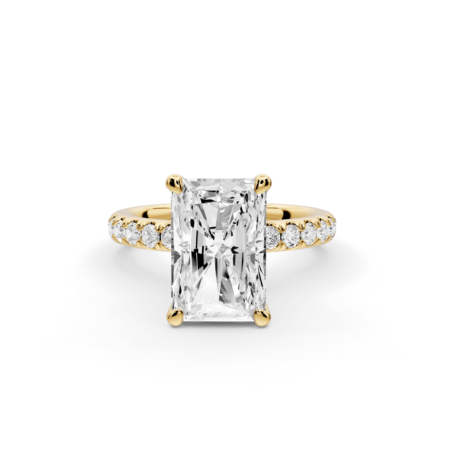 Flora - 4ct 14k yellow gold radiant talong prong Wrap around halo Half Band Engagement Ring - Mr. Alex Jewelry