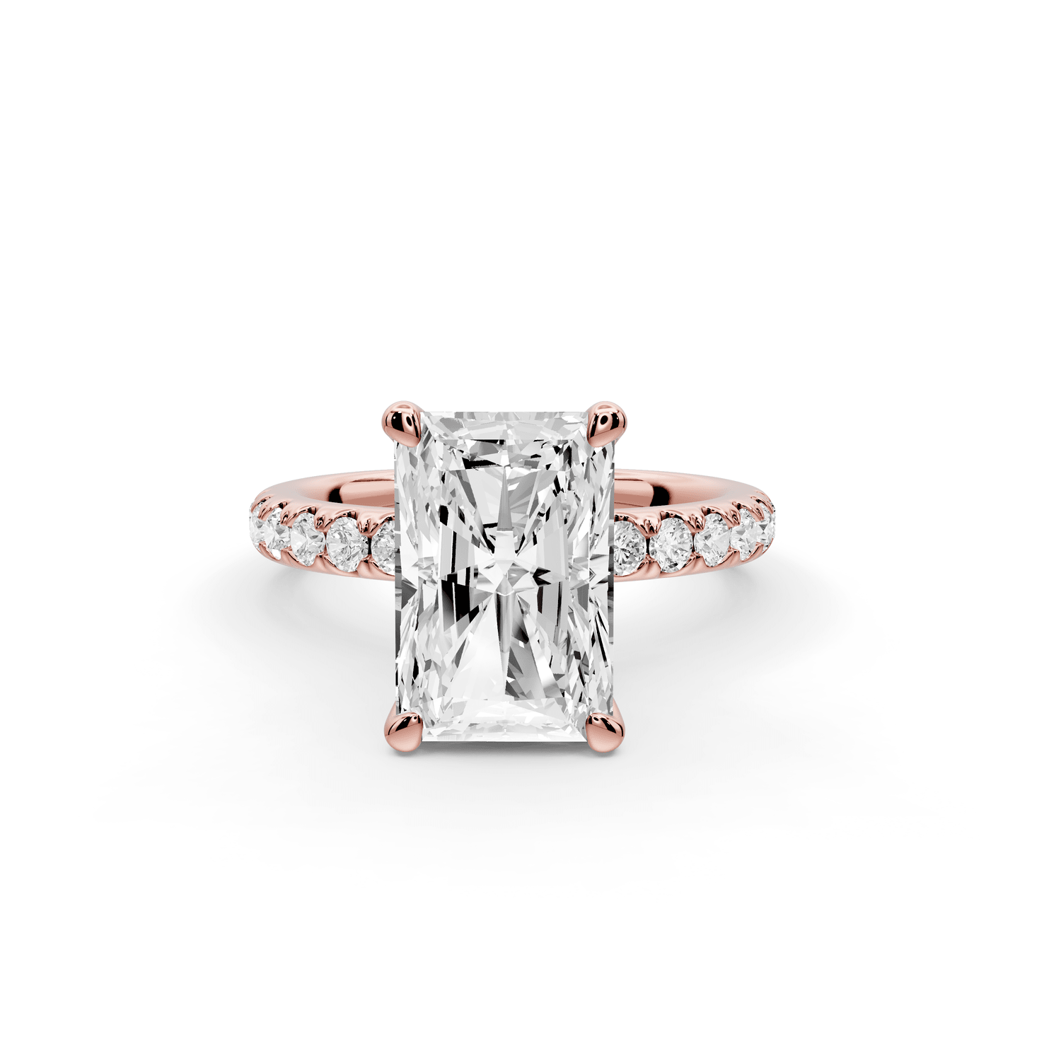 Flora - 4ct 18k rose gold radiant talong prong Wrap around halo Half Band Engagement Ring - Mr. Alex Jewelry