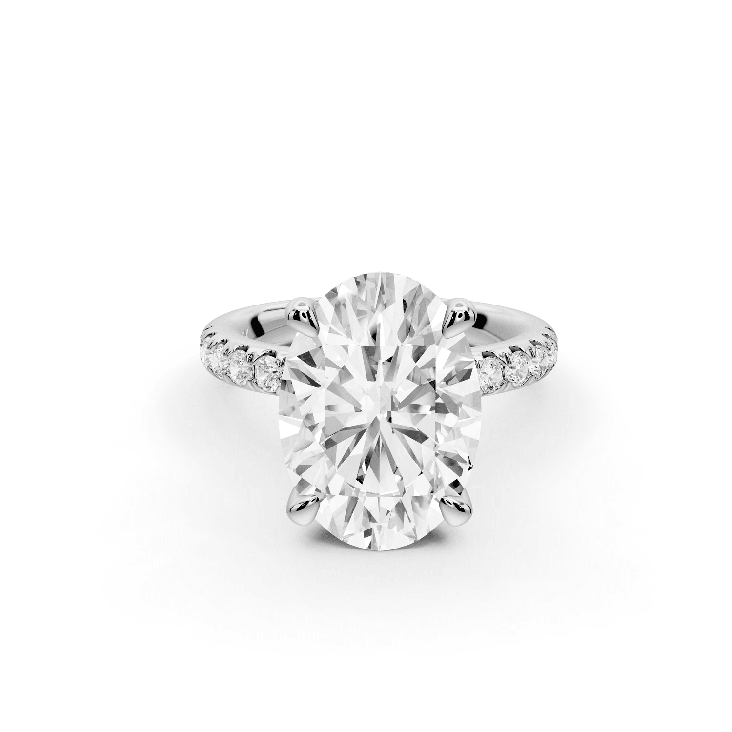 Flora - 4ct 18k white gold oval talong prong Wrap around halo Half Band Engagement Ring - Mr. Alex Jewelry