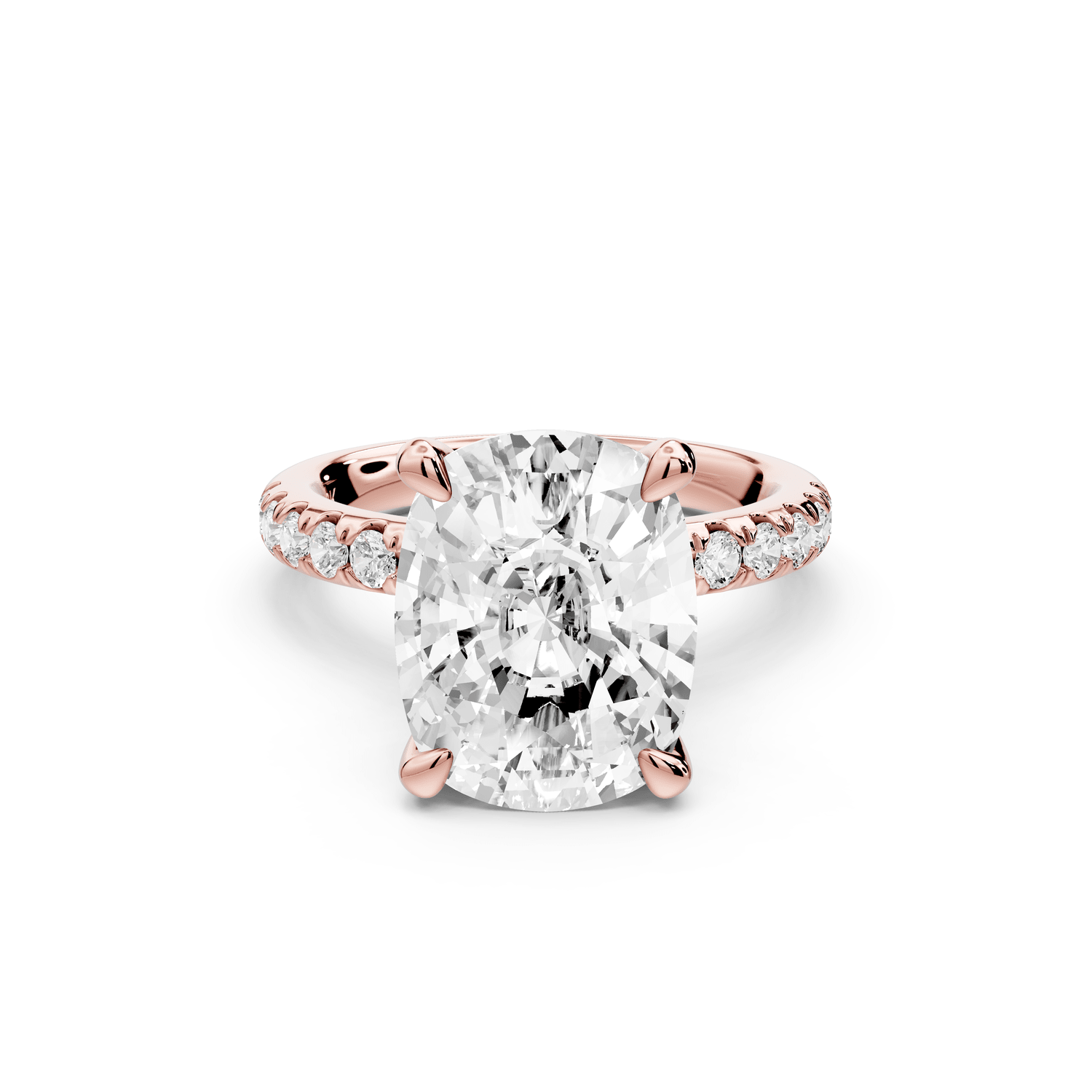 Flora - 5ct 14k rose gold ecushion talong prong Wrap around halo Half Band Engagement Ring - Mr. Alex Jewelry