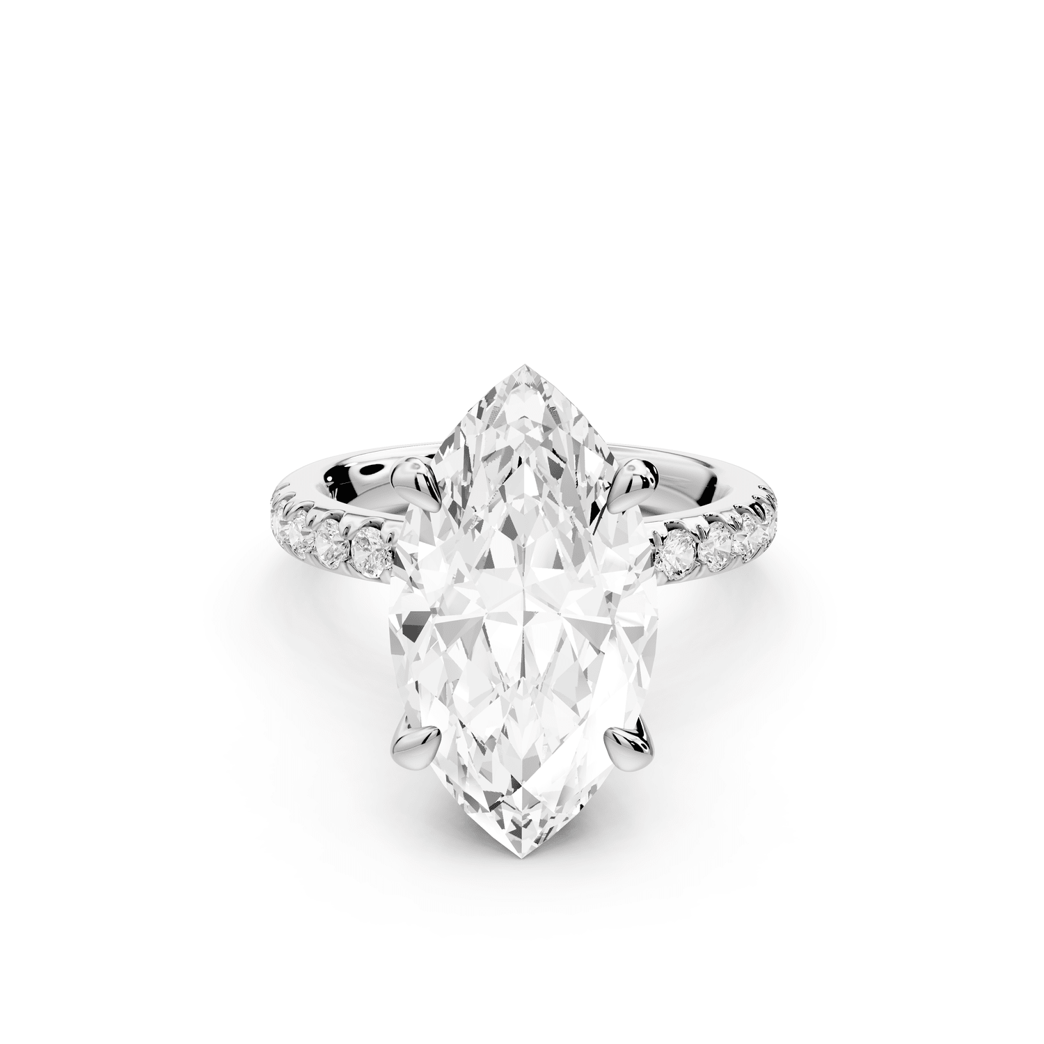Flora - 5ct 14k white gold marquise talong prong Wrap around halo Half Band Engagement Ring - Mr. Alex Jewelry