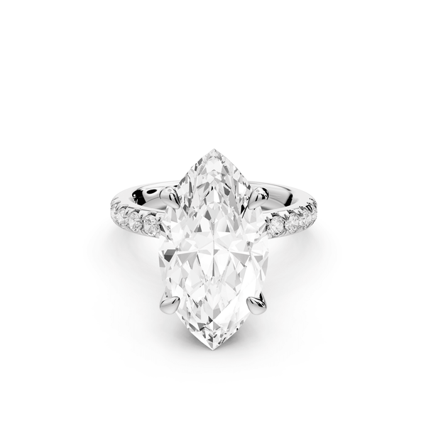 Flora - 5ct 14k white gold marquise talong prong Wrap around halo Half Band Engagement Ring - Mr. Alex Jewelry