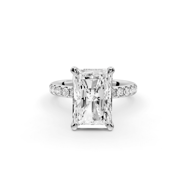 Flora - 5ct 14k white gold radiant talong prong Wrap around halo Half Band Engagement Ring - Mr. Alex Jewelry