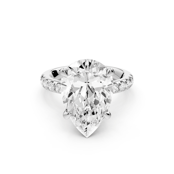 Flora - 5ct 18k white gold pear talong prong Wrap around halo Half Band Engagement Ring - Mr. Alex Jewelry