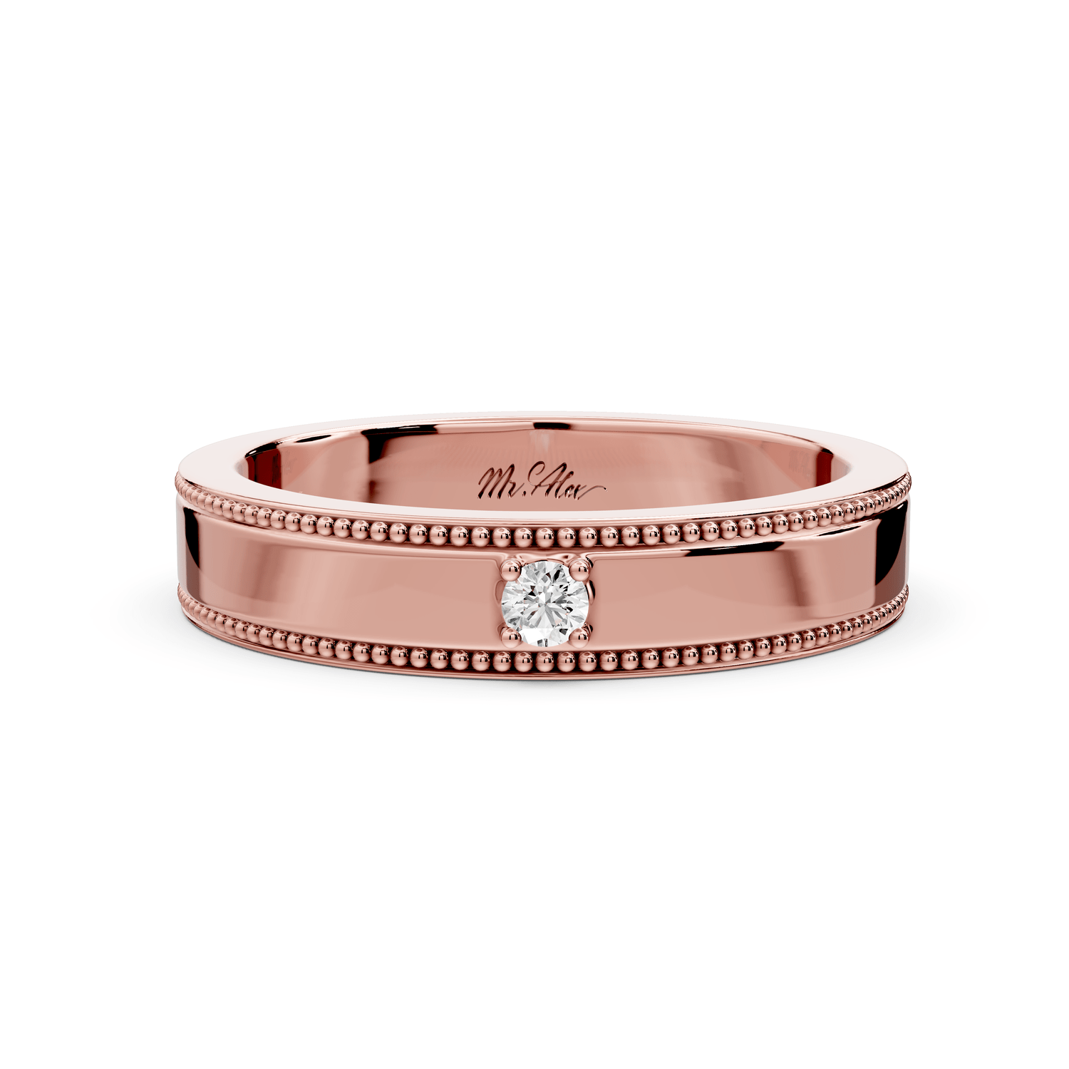 Freya - 0.03ct 18k rose gold Single Diamond Accent Ring - Mr. Alex Jewelry