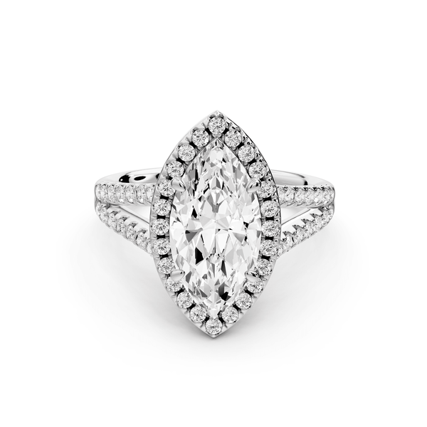 Gabrielle - 2ct 14k white gold marquise Diamond Graduated Halo Pavé Split Shank Engagement Ring - Mr. Alex Jewelry
