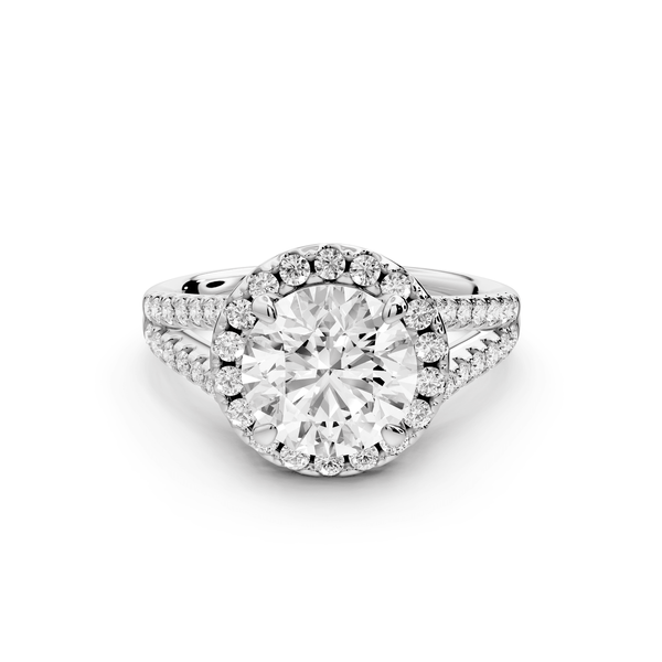 Gabrielle - 2ct 18k white gold round Diamond Graduated Halo Pavé Split Shank Engagement Ring - Mr. Alex Jewelry