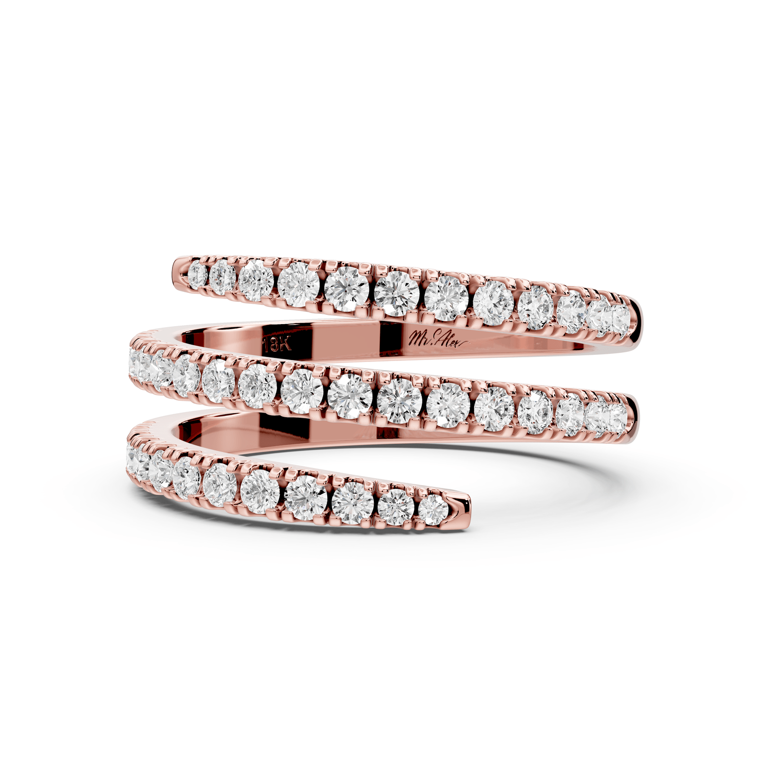 Giselle - 0.59ct 14k rose gold Diamond Pavé Triple-Row Wrap Ring - Mr. Alex Jewelry