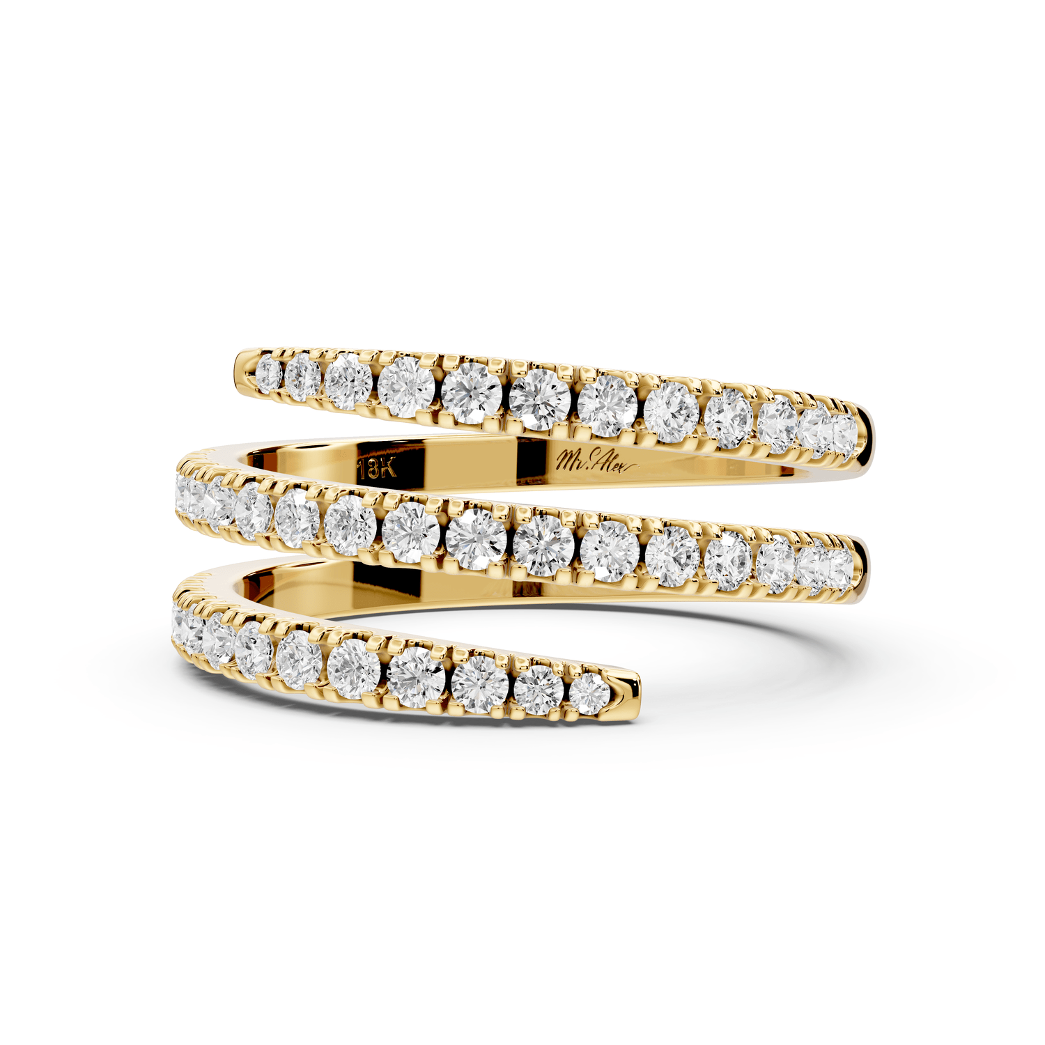 Giselle - 0.59ct 18k yellow gold Diamond Pavé Triple-Row Wrap Ring - Mr. Alex Jewelry