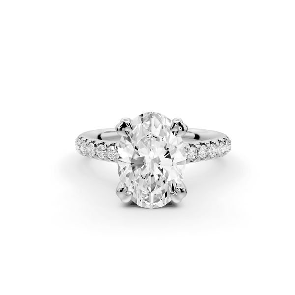 Isabella - 2ct 18k white gold oval hidden halo diamond bridge cathedral pavé Engagement ring - Mr. Alex Jewelry