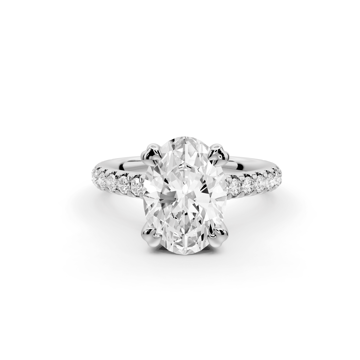 Isabella - 2ct platinum oval hidden halo diamond bridge cathedral pavé Engagement ring - Mr. Alex Jewelry