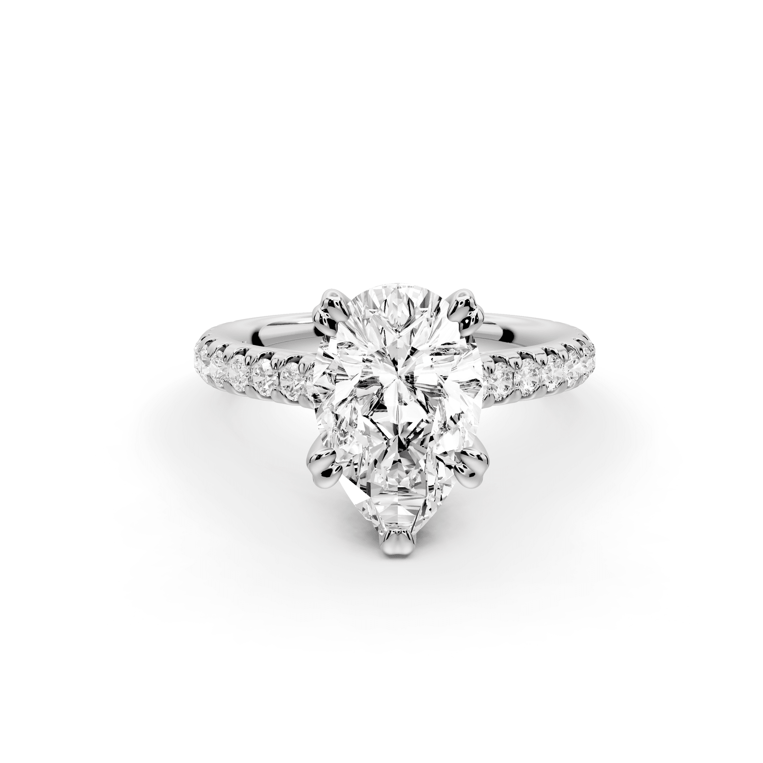 Isabella - 2ct platinum pear hidden halo diamond bridge cathedral pavé Engagement ring - Mr. Alex Jewelry