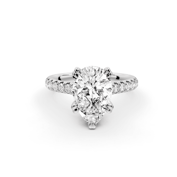 Isabella - 2ct platinum pear hidden halo diamond bridge cathedral pavé Engagement ring - Mr. Alex Jewelry