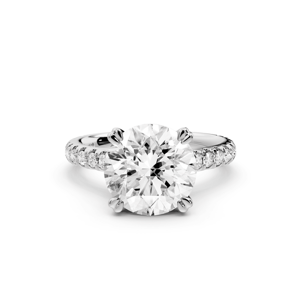 Isabella - 3ct 14k white gold round hidden halo diamond bridge cathedral pavé engagment ring - Mr. Alex Jewelry