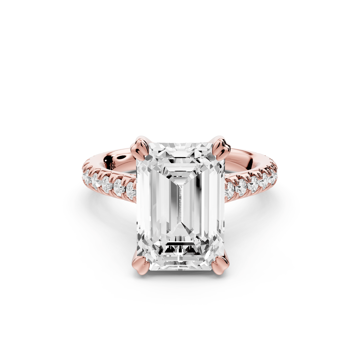 Isabella - 3ct 18k rose gold emerald hidden halo diamond bridge cathedral pavé Engagement ring - Mr. Alex Jewelry