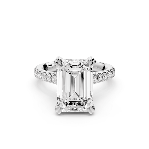 Isabella - 3ct platinum emerald hidden halo diamond bridge cathedral pavé Engagement ring - Mr. Alex Jewelry