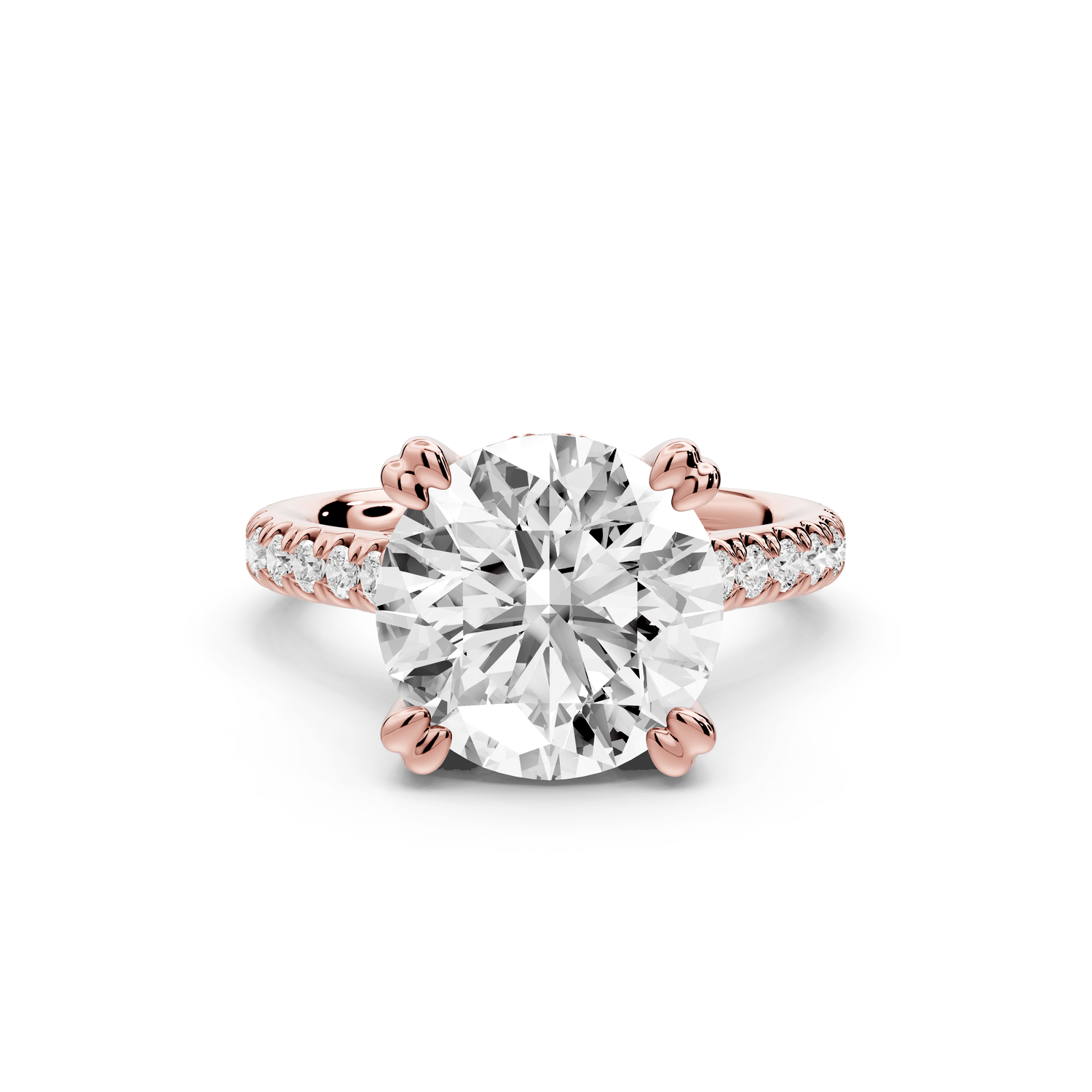 Isabella - 4ct 18k rose gold round hidden halo diamond bridge cathedral pavé engagment ring - Mr. Alex Jewelry