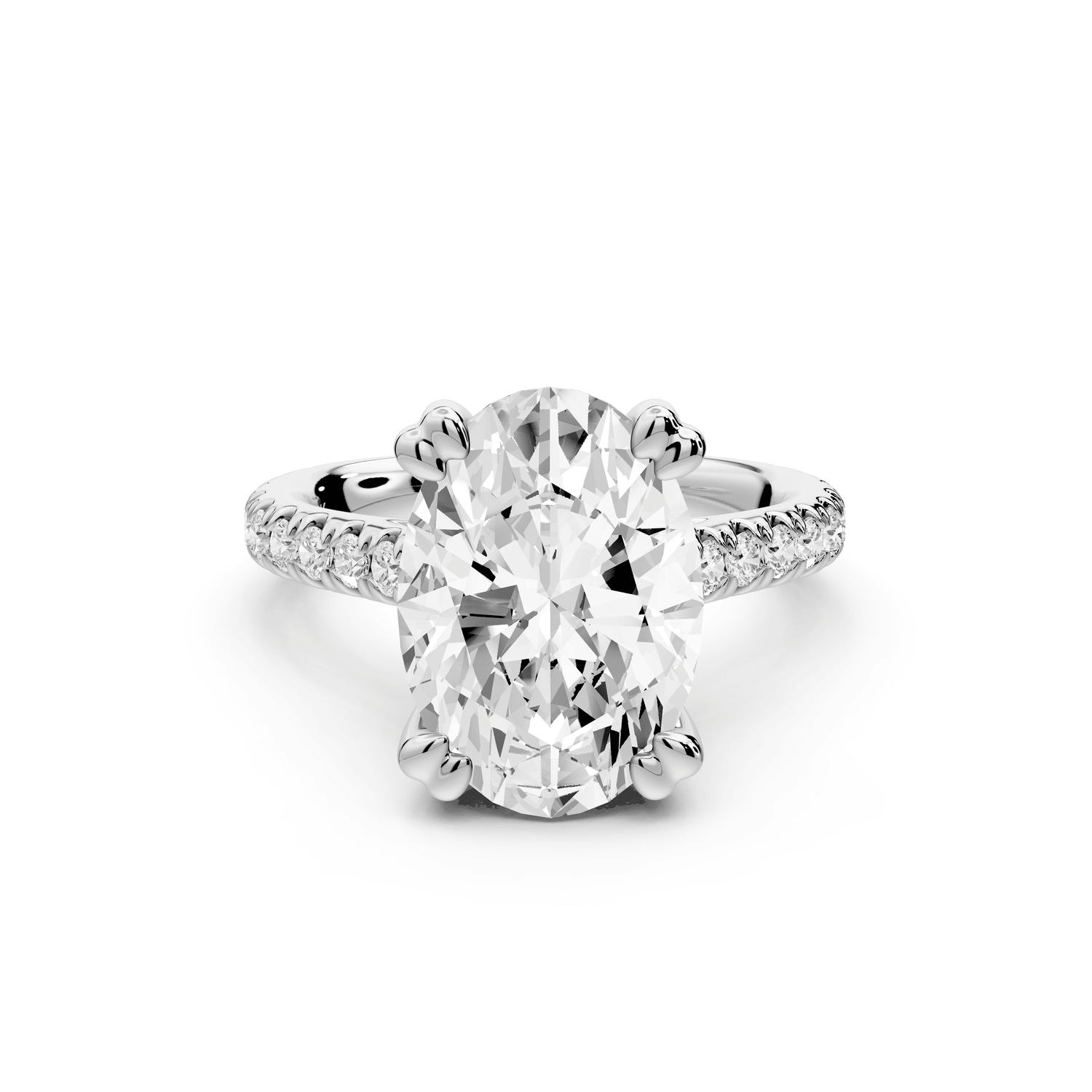 Isabella - 4ct 18k white gold oval hidden halo diamond bridge cathedral pavé Engagement ring - Mr. Alex Jewelry
