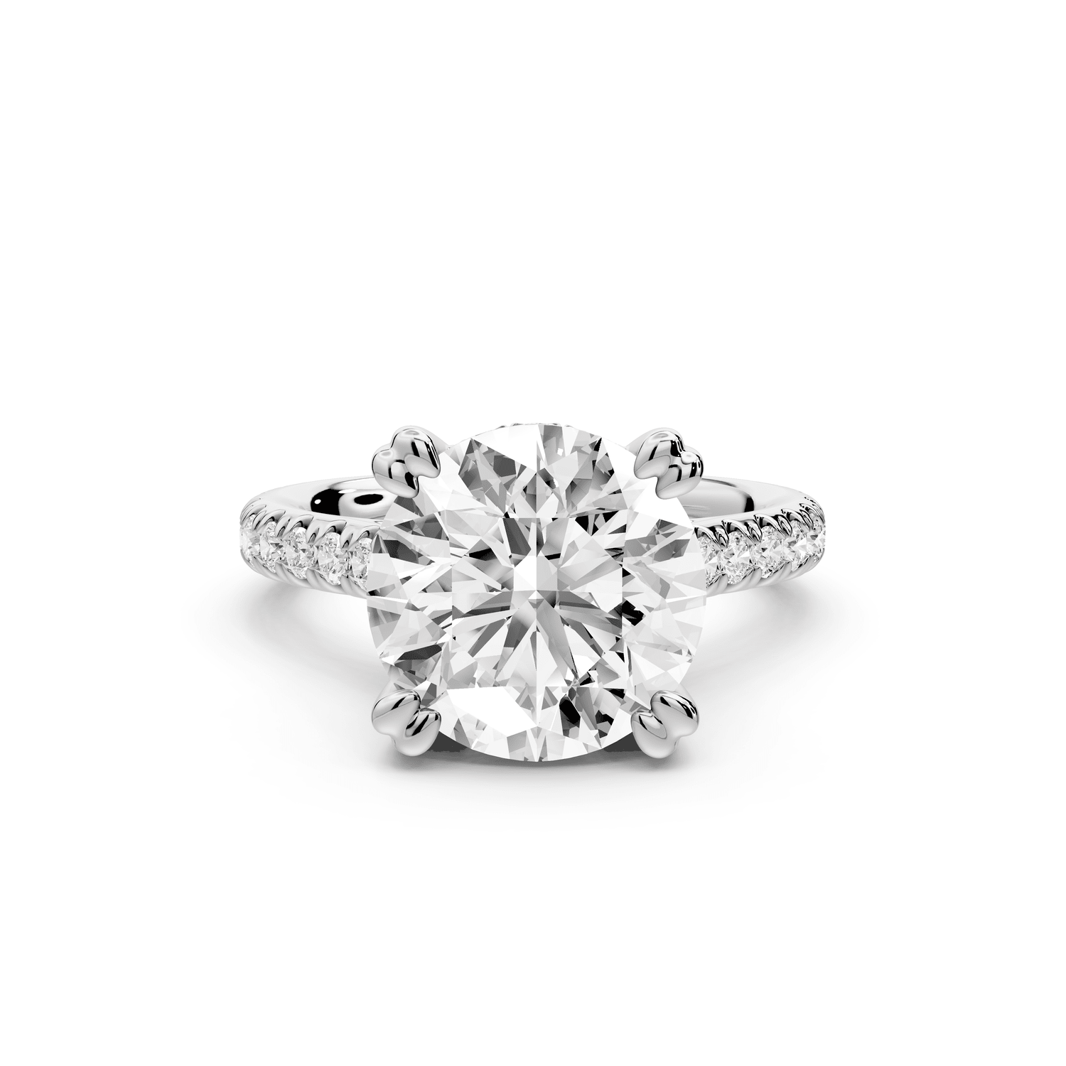 Isabella - 4ct platinum round hidden halo diamond bridge cathedral pavé engagment ring - Mr. Alex Jewelry