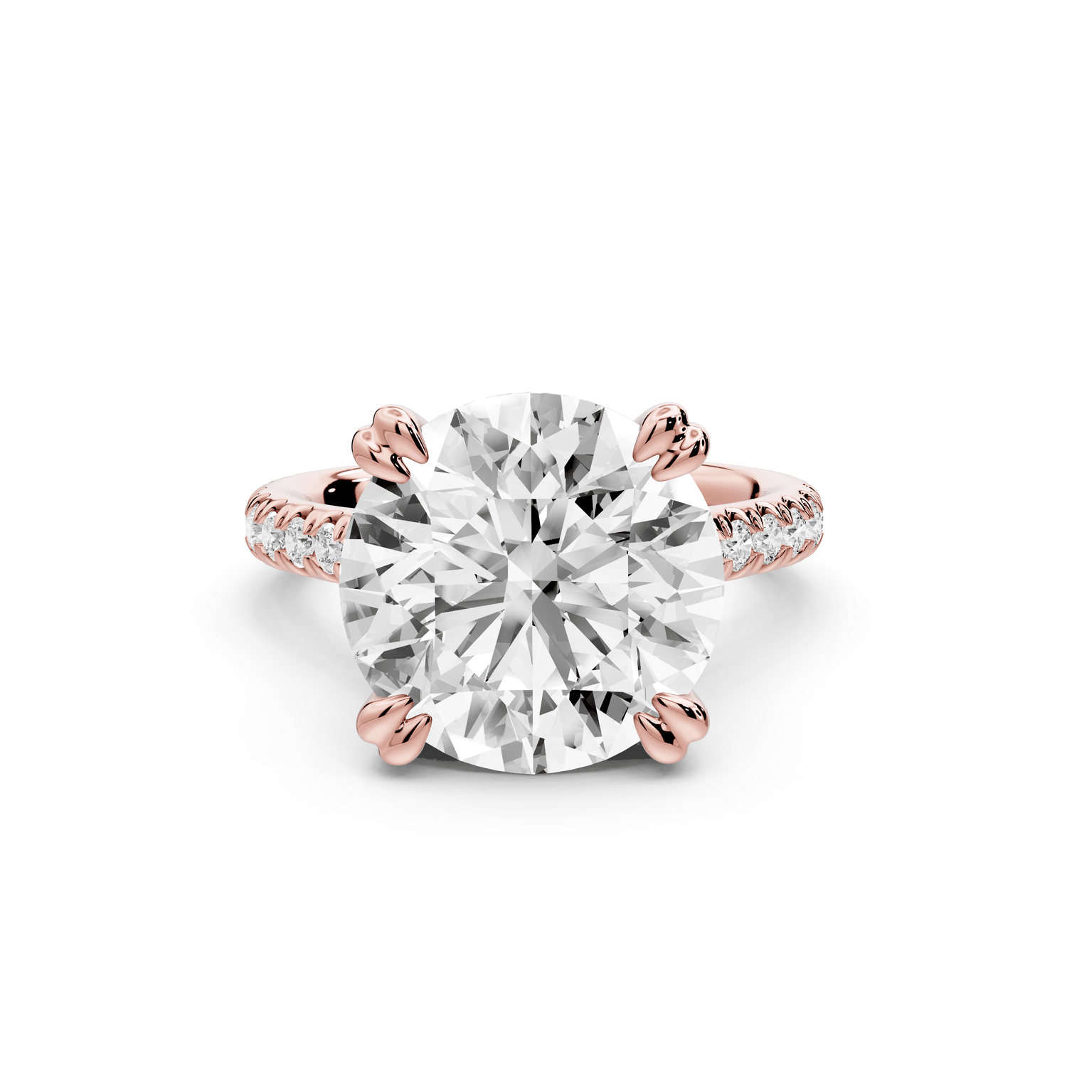 Isabella - 5ct 18k rose gold round hidden halo diamond bridge cathedral pavé engagment ring - Mr. Alex Jewelry