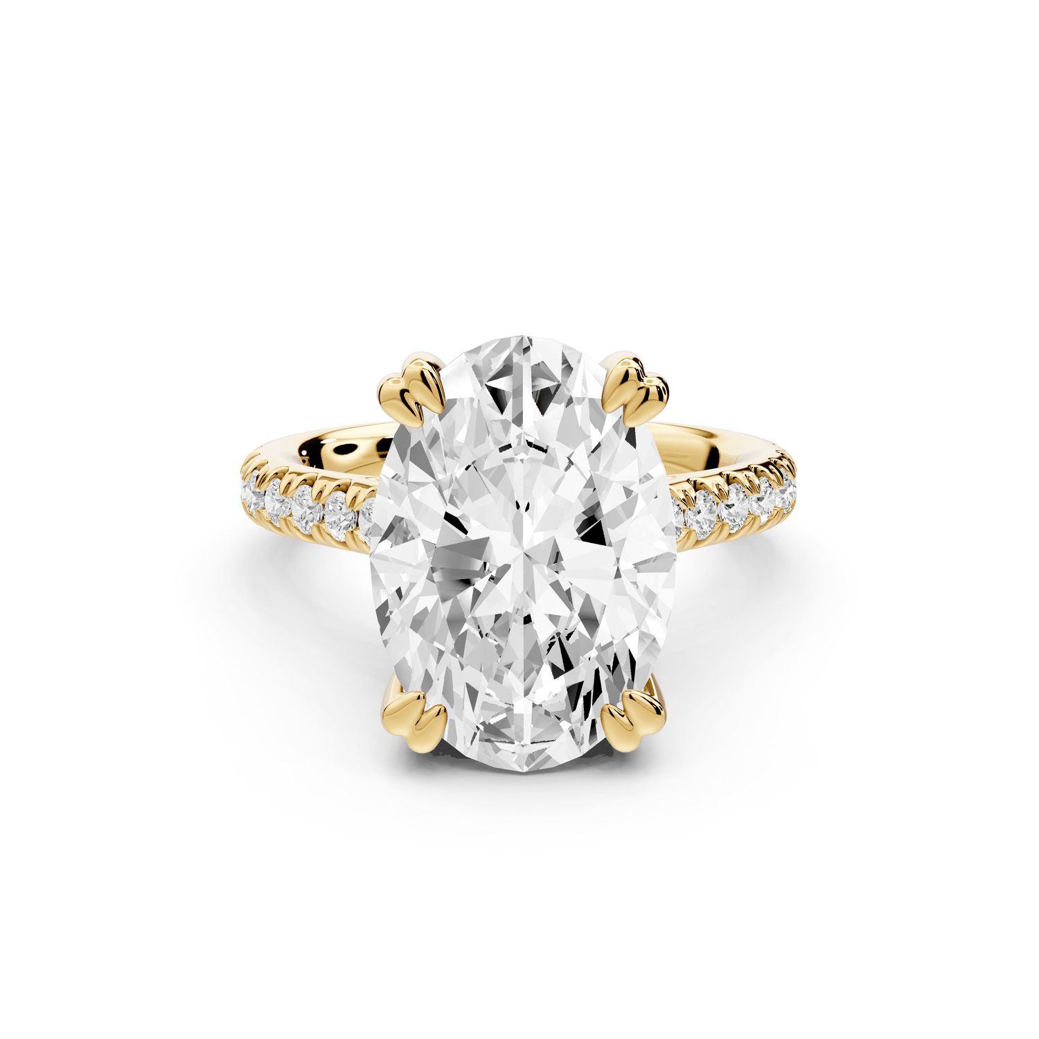 Isabella - 5ct 18k yellow gold oval hidden halo diamond bridge cathedral pavé Engagement ring - Mr. Alex Jewelry