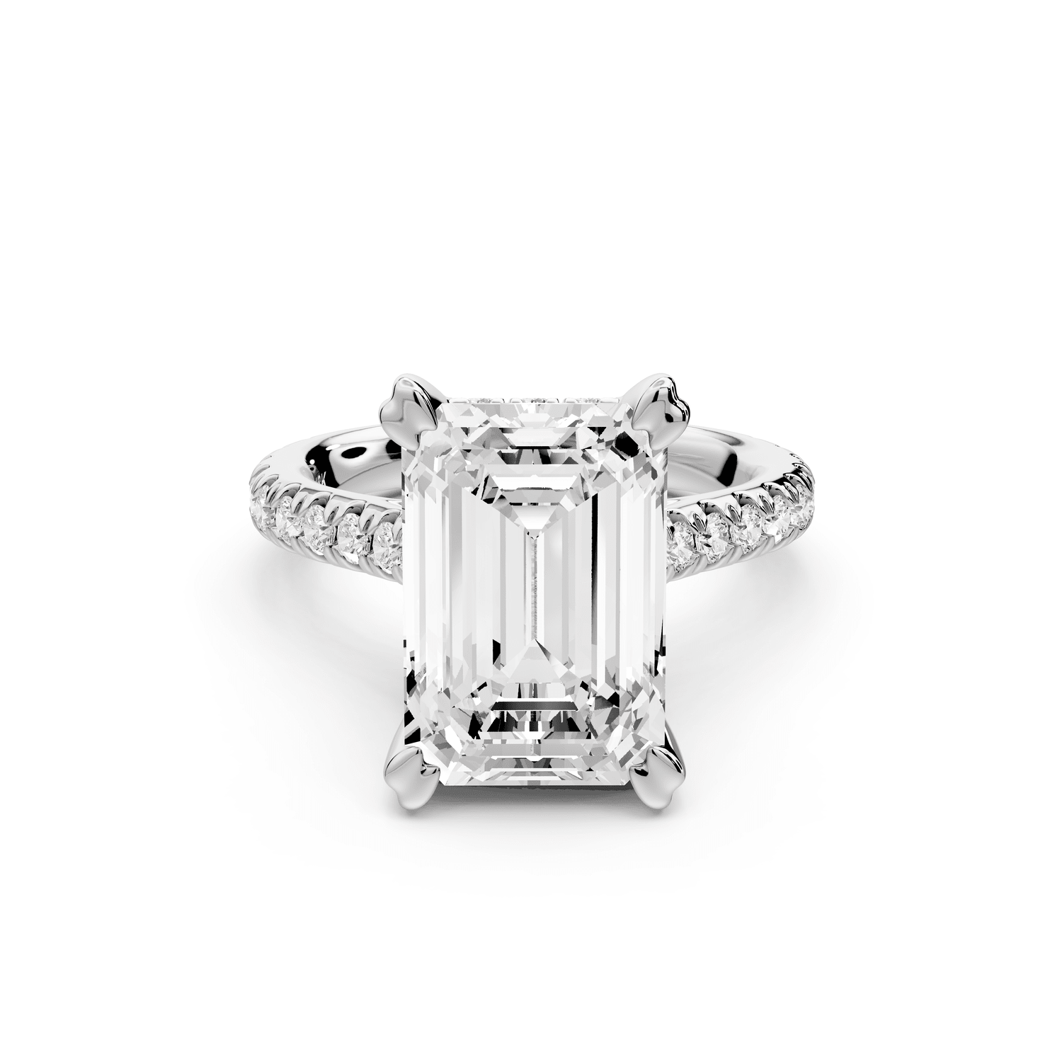 Isabella - 5ct platinum emerald hidden halo diamond bridge cathedral pavé Engagement ring - Mr. Alex Jewelry