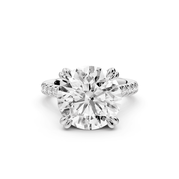 Isabella - 5ct platinum round hidden halo diamond bridge cathedral pavé engagment ring - Mr. Alex Jewelry