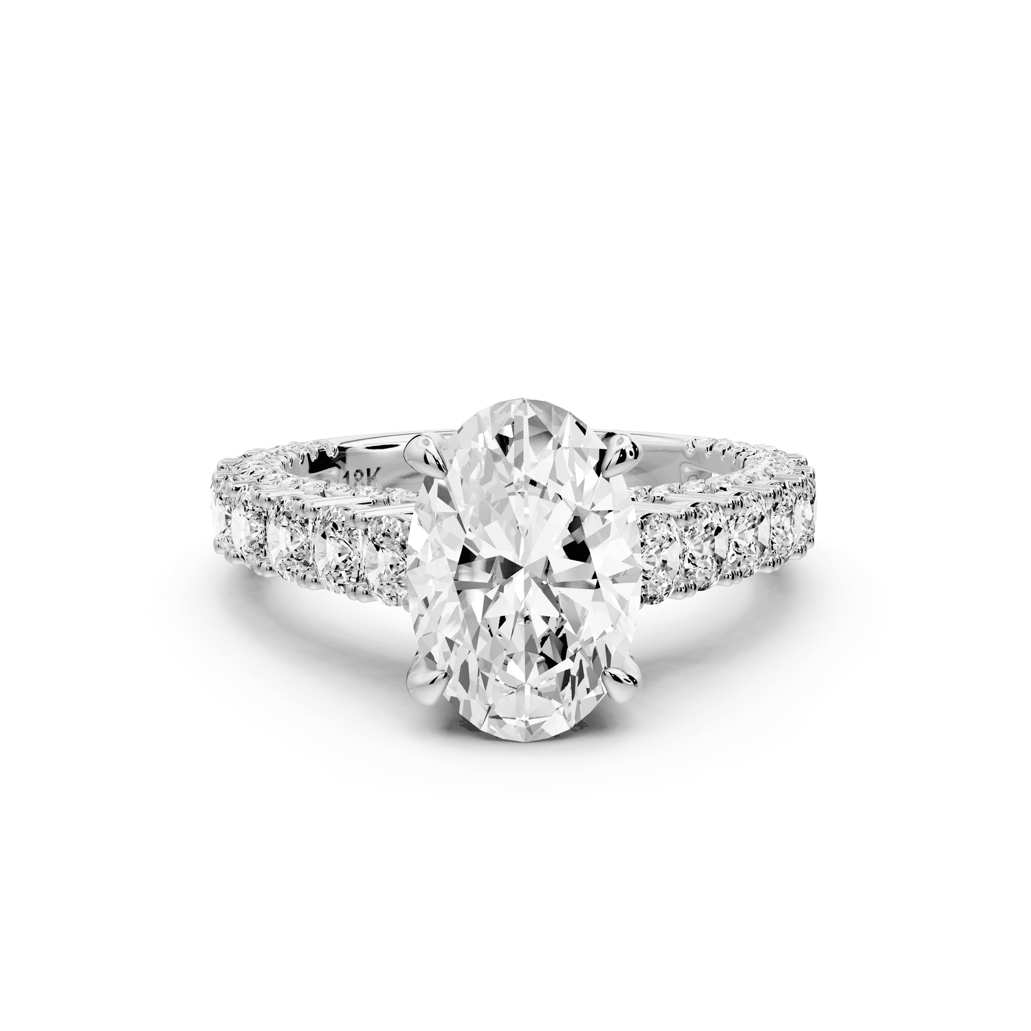 Ivy - 2ct platinum oval Diamond Crown Cathedral Rollover Pavé Engagement Ring - Mr. Alex Jewelry
