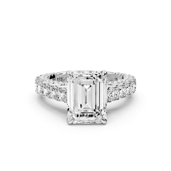 Ivy - 3ct 18k white gold emerald Diamond Crown Cathedral Rollover Pavé Engagement Ring - Mr. Alex Jewelry