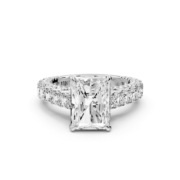 Ivy - 3ct 18k white gold radiant Diamond Crown Cathedral Rollover Pavé Engagement Ring - Mr. Alex Jewelry